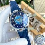 Replica Omega Seamaster Aqua Terra Worldtimer Watch Blue Dial Blue Rubber Strap